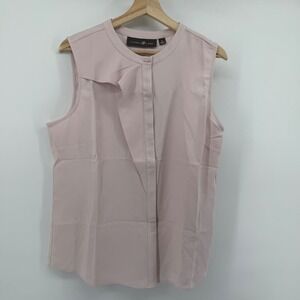 Elizabeth‎ & Clarke Blouse Womens 12 Pink Sleeveless Ruffle Front Career Shell